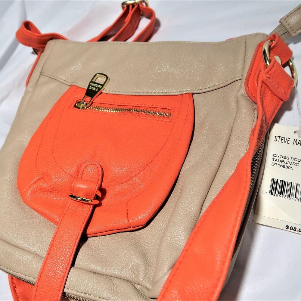 Steve Madden Crossbody Bag Purse Taupe and Orange